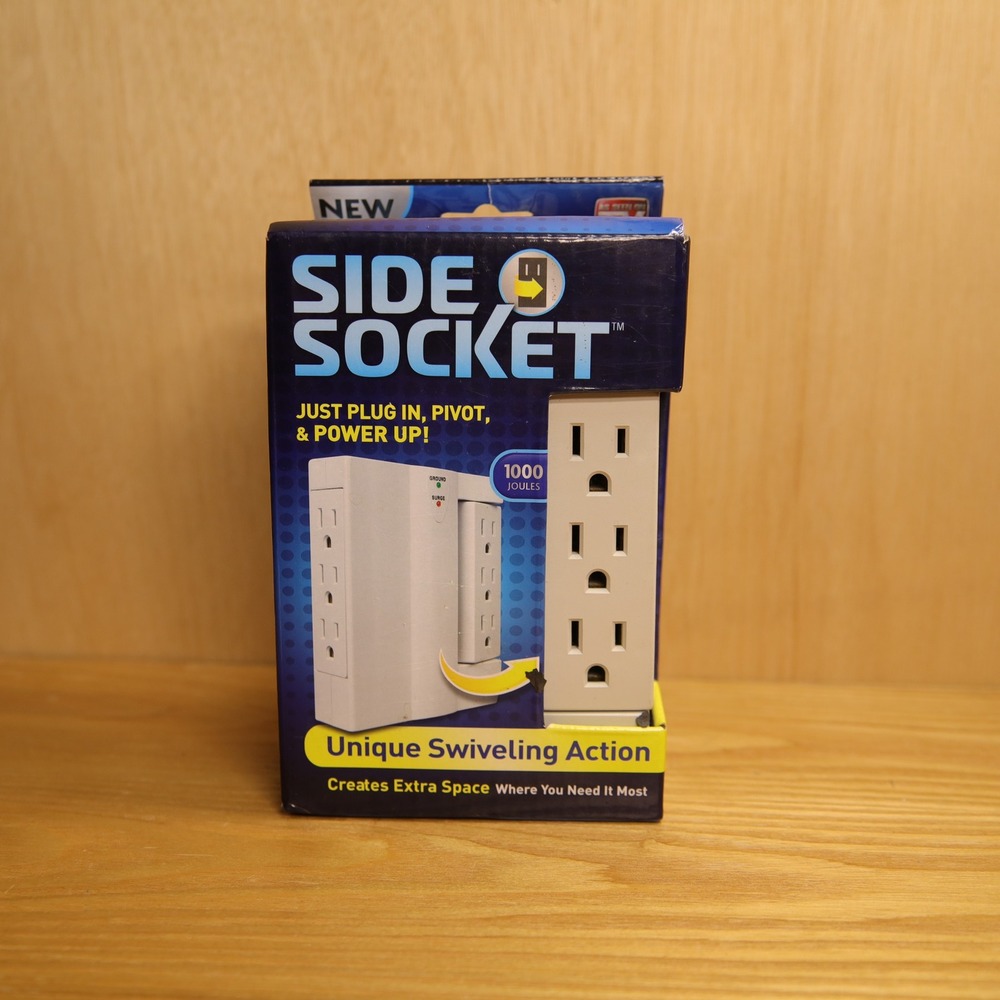 Side Socket Swiveling 6 Outlet Surge Protector Wall Tap 1000 Joules White